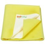OYO BABY Extra Absorbent Waterproof Baby Dry Sheet Large Size (140 x 100cm) | Quick Dry Sheet for New Born Baby Bed Protector, Soft & Breathable Rubber Sheet for Bed|Yellow - Fast Shipping to USA & Canada