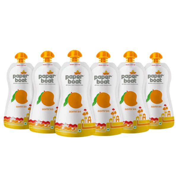 Paper Boat Aamras, Mango Fruit Juice, No Added Preservatives and Colours (Pack of 6, 200ml each) - Fast Shipping to USA & Canada