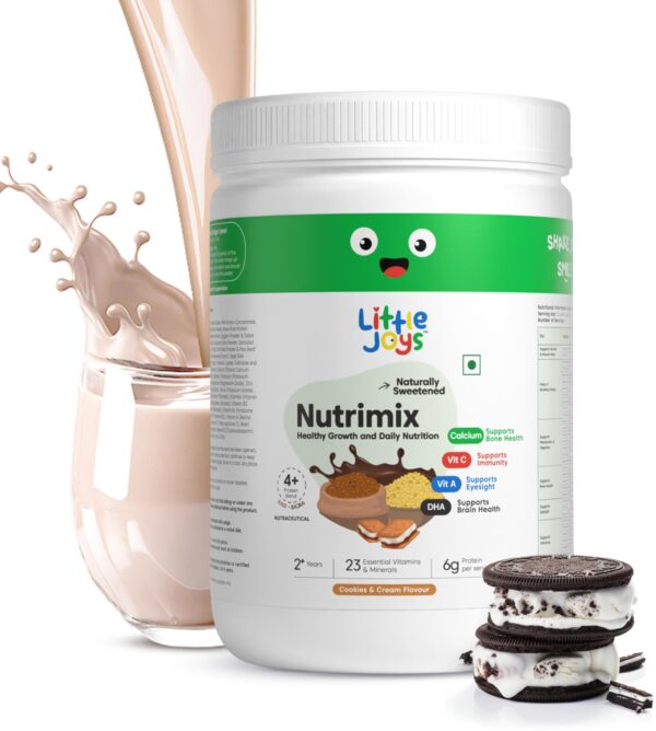 Little Joys Nutrimix Nutrition Powder 350g | 2-6 Years | No Refined Sugar | Supports Healthy Growth & Boosts Immunity | With Ragi, Bajra, Almonds & Oats | Cookies and Cream Flavour - Fast Shipping to USA & Canada