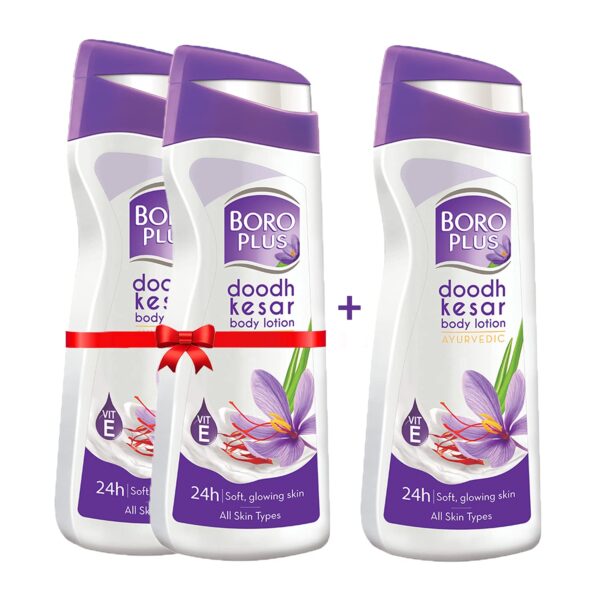 BOROPLUS Doodh Kesar Cream Body Lotion 100Ml (Free), 300 Ml With Free