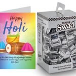 Swad Gift for Happy Holi with Card for party (Swad Digestive Candy 125 Gift Box & 1 Greeting card) - Fast Shipping to USA & Canada