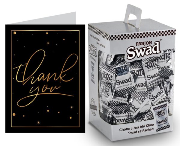 Swad Thank You Gift with Card (Swad Digestive Candy 125 Gift Box & 1 Greeting card) - Fast Shipping to USA & Canada