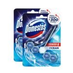 Domestos Power 5 Toilet Rim Block, Ocean, Limescale Removal with Long Lasting Ocean Fragrance, Provides Hygiene & Shine, 55 gm (Pack Of 2) - Fast Shipping to USA & Canada
