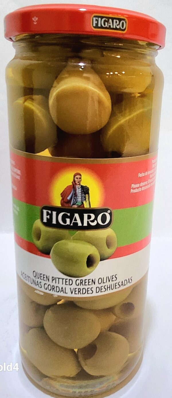 Figaro Queengreen Pitted Olives, 450g - Fast Shipping to USA & Canada