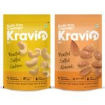 Premium Roasted Salted Cashew & Almond Nuts (2 X 200g) | Zero Cholesterol Natural Whole Kaju & California Badam Nuts & Dry Fruits | Rich in Protein, Roasted Crunchy Delicious Healthy Snacks - Fast Shipping to USA & Canada