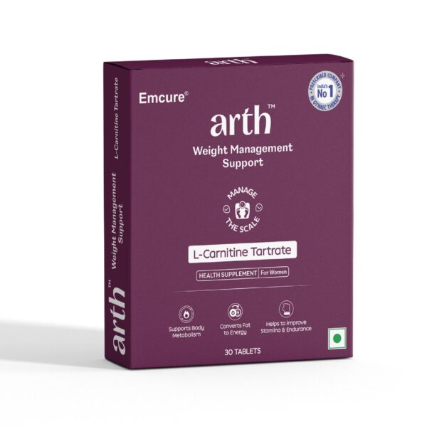 Arth Weight Management | Weight Loss Supplement | L-Carnitine Tartrate 1500 mg | Metabolism Booster for Weight Loss | Fat Burner | Emcure Pharmaceuticals Ltd. | 30 Veg Weight Loss Tablets for Women - Fast Shipping to USA & Canada