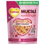 Saffola Muesli Berry Crunch with Flavour Pops, 700 gm | 15 in 1 Fruit and Nuts, Seeds, Millet & more | Cereals for breakfast rich in wholegrain, protein, fibre - Fast Shipping to USA & Canada