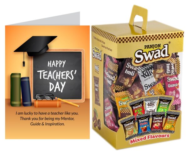 Swad Gift for Happy Teachers Day with Card (Swad Mixed Candy 125 Gift Box & 1 Greeting card) - Fast Shipping to USA & Canada