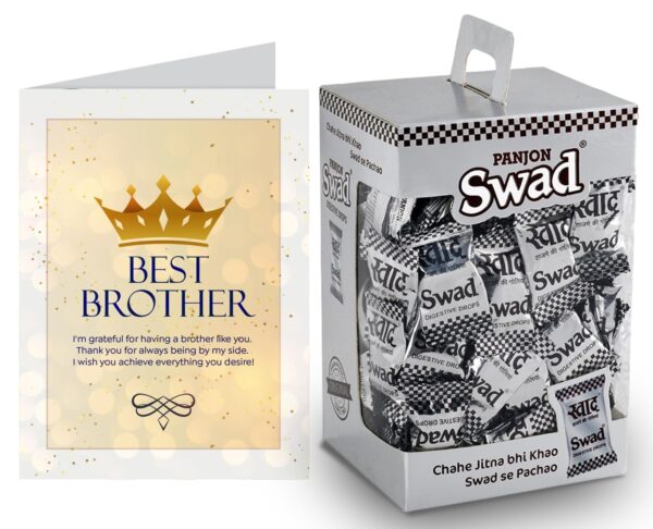 Swad Gift for Happy Brothers Day with Card (Swad Digestive Candy 125 Gift Box & 1 Greeting card) - Fast Shipping to USA & Canada