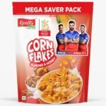 Kwality Corn Flakes with Almond & Honey 1kg | Made with Golden Corns | 99% Fat-Free | High in Protein, Zero Cholesterol | Healthy Breakfast Cereal - Fast Shipping to USA & Canada