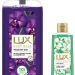 Lux Body Wash Fragrant Skin Black Orchid Scent & Juniper Oil SuperSaver XL Pump Bottle with Long Lasting Fragrance & LUX Shower Gel Combo - Fast Shipping to USA & Canada