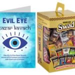 Swad Evil Eye Nazar Kavach Gift with Card (Swad Mixed Candy 125 Gift Box & 1 Greeting card) - Fast Shipping to USA & Canada