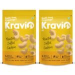 Premium Roasted Salted Cashew Nuts (2 X 200g) | Zero Cholesterol Natural Jumbo Size Whole Kaju Nuts & Dry Fruits | Rich in Protein, Roasted Crunchy Delicious Healthy Snacks - Fast Shipping to USA & Canada