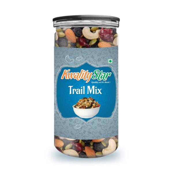 Kwality Star Trail Mix ? Premium Dry Fruits, Seeds & Berries | Healthy Snack for Energy & Immunity | 250g Jar - Fast Shipping to USA & Canada