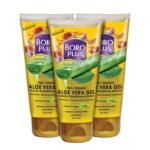 BOROPLUS Aloe Vera Gel with Haldi, Chandan & Kesar Rich in Vitamin E and Antiseptic Herbs Anti-ageing Free from Parabens, Silicones and Synthetic Dyes 450ml (Pack of 3, 150ml + 150ml + 150ml) - Fast Shipping to USA & Canada
