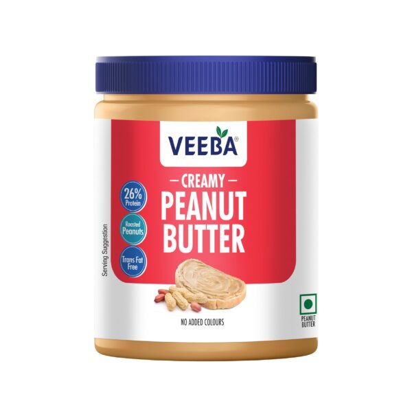 Veeba Creamy Peanut Butter| High Protein | Naturally Gluten Free | Vegan | Trans Fat Free | No Added Preservatives | No Added Colour & Flavour | Non GMO | 925g - Fast Shipping to USA & Canada