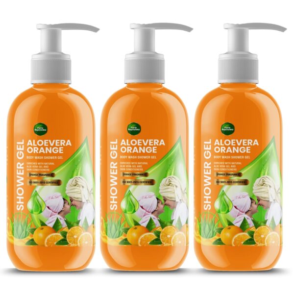 Parle Ropvatika 3 Liter Shower Gel Body wash infused with Aloevera Papaya and Pure Glycerin Family Refill Pack Bodywash for men & women (1, Orange (1 Liter Pack 3)) - Fast Shipping to USA & Canada