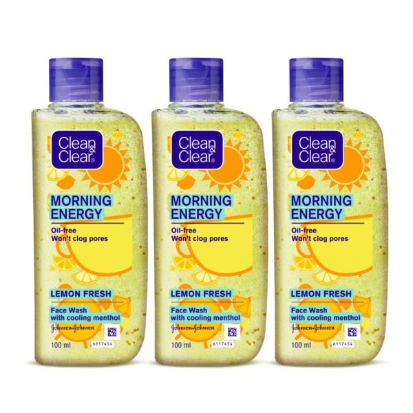 Clean & Clear Morning Energy Lemon Fresh, Yellow, 100 ml (Pack of 3) - Fast Shipping to USA & Canada