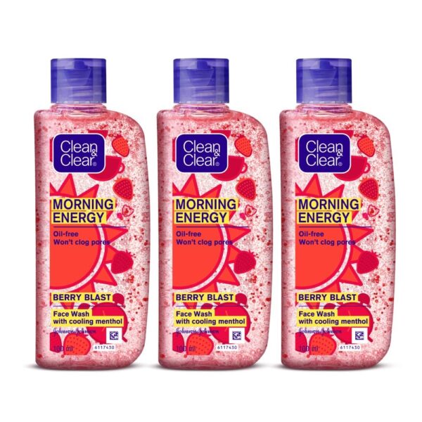 Clean & Clear Morning Energy Berry Blast, Red, 100 ml (Pack of 3) - Fast Shipping to USA & Canada