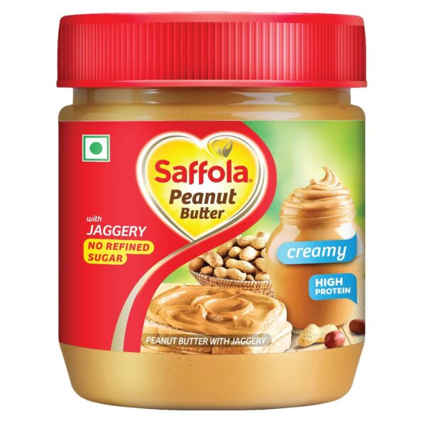Saffola Peanut Butter with Jaggery, Creamy 350 gm | High Protein Peanut Butter | No Refined Sugar - Fast Shipping to USA & Canada