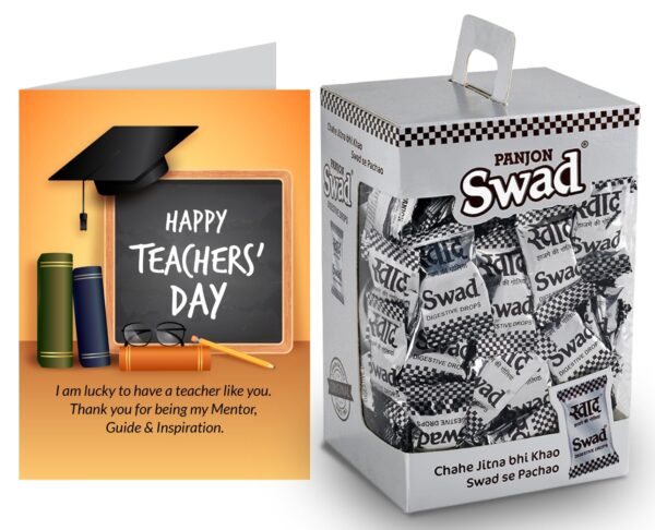 Swad Gift for Happy Teachers Day with Card (Swad Digestive Candy 125 Gift Box & 1 Greeting card) - Fast Shipping to USA & Canada