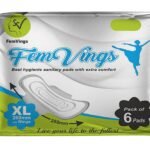 Femvings Hygienic Ultra Absorbent Sanitary Pad with Extra Comfort Heavy Flow Disposable Period Pads for Sanitary Protection Overnight Napkins Protection- Extra Large XL Size - 6 pads (Pack of 12) - Fast Shipping to USA & Canada