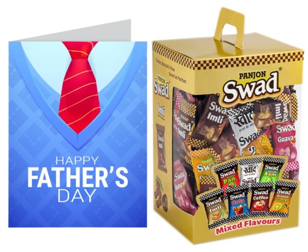 Swad Gift for Happy Fathers Day with Card (Swad Mixed Candy 125 Gift Box & 1 Greeting card) - Fast Shipping to USA & Canada
