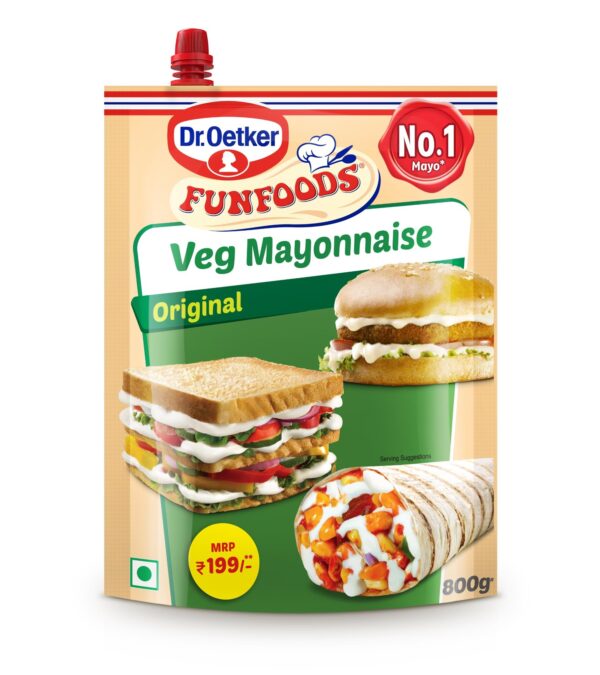 Dr. Oetker FunFoods ?veg Mayonnaise Original, 100% Veg, Trans Fat Free 900g/800 gram - Fast Shipping to USA & Canada
