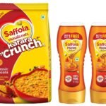 Saffola Honey Active, Made with Sundarban Forest Honey,2 x 350g & Saffola Masala Oats Karara Crunch, Classic Masala with Crunchy Bits and Millets, 500g - Fast Shipping to USA & Canada
