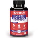 Nutrabud Multi Collagen Complex Supplement for Women, Men - 90 Tablets - Hydrolyzed Peptides with all 5 Types of Collagen Including TYPE I, II, III, V & X Collagen Powder (90 Count (Pack of 1), Unflavoured) - Fast Shipping to USA & Canada