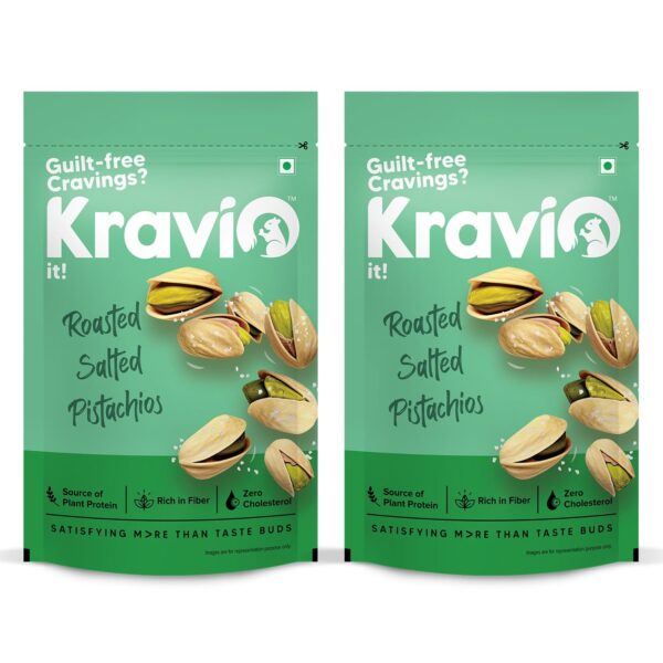 Premium Roasted Salted Pistachios (2 X 200g) | Zero Cholesterol Natural Inshell California Pista Nuts & Dry Fruits | Rich in Protein, Roasted Crunchy Delicious Healthy Snacks - Fast Shipping to USA & Canada