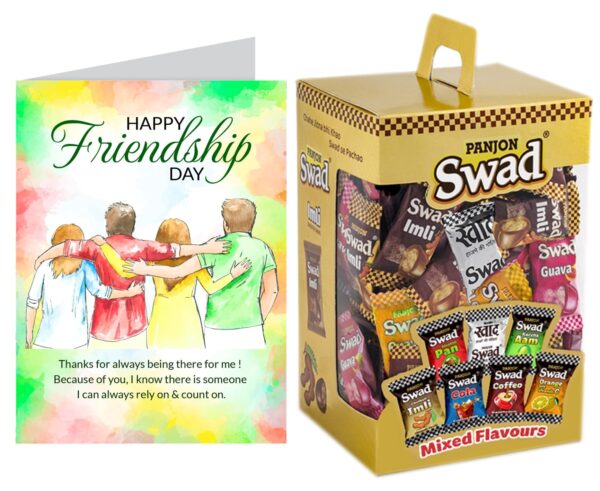 Swad Happy Friendship Day Gift with Card (Swad Mixed Candy 125 Gift Box & 1 Greeting card) - Fast Shipping to USA & Canada