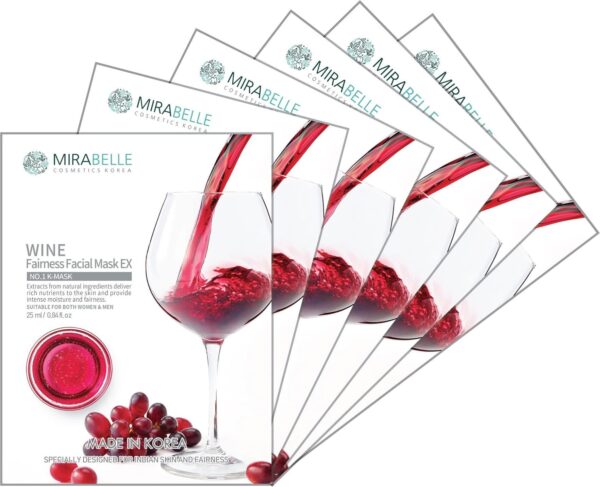 Mirabelle Korea WINE FAIRNESS EX Facial Sheet Mask 25Ml (PACK OF 5) - Fast Shipping to USA & Canada
