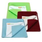 OYO BABY New Born Combo Crib Sheet for Daily use or Gifting (1 Large + 2 Small, Sea Blue + Salmon Rose + Light Green) (Small Combo Pack of 3, Blue + Marron + Light Green, 3) - Fast Shipping to USA & Canada