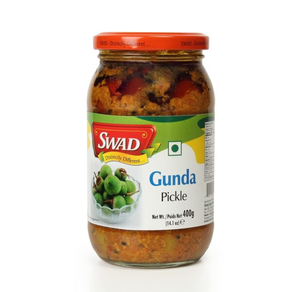 SWAD Traditional and Delicious Tenti Dela Pickle/ Lesua Gunda Kerda Achar/ Lasode Gunda Pickle Home Made Rajasthani lasoda Gujrati achar, Lasode Gunda Pickle Achar - 400 Gm - Fast Shipping to USA & Canada