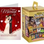 Swad Gift for marriage Happy Married Life with with Card (Swad Mixed Candy 125 Gift Box & 1 Greeting card) - Fast Shipping to USA & Canada