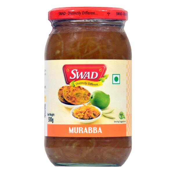 Swad Mango Murabba | Natural Homemade Aam Ka Murabba | Traditional Authentic Indian Flavor | Delicious Keri No Murabbo | Homemade Recipe, No Artificial Colors or Preservatives | 500g (Pack of 1) - Fast Shipping to USA & Canada