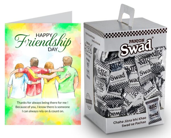 Swad Happy Friendship Day Gift with Card (Swad Digestive Candy 125 Gift Box & 1 Greeting card) - Fast Shipping to USA & Canada