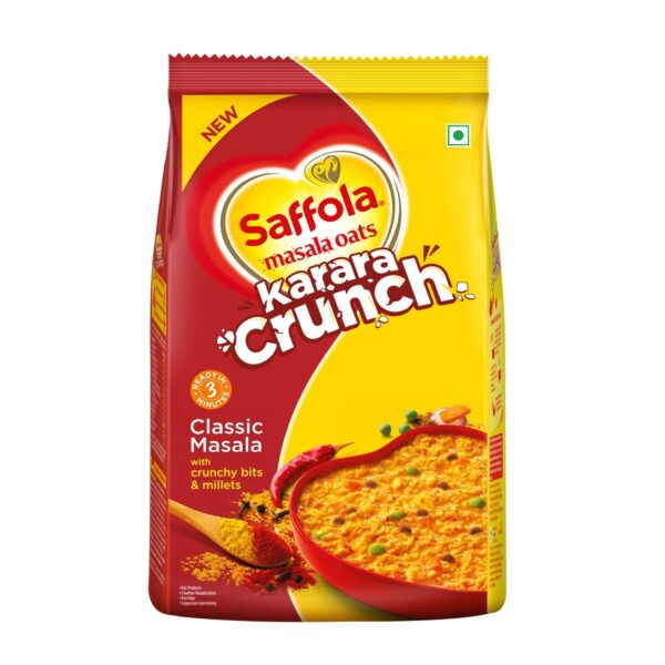 Saffola Masala Oats Karara Crunch, Tasty Evening Snack, Classic Masala With Crunchy Bits And Millets, 500 Gram - Fast Shipping to USA & Canada