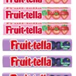 Fruit-Tella Strawberry (Pack Of 3), Fruit-Tella Blackcurrent Flavour (Pack Of 3) Chewy Toffee Stick (6 x 32.4g) - Fast Shipping to USA & Canada