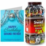 Swad Happy Birthday Dada Grand Dad Gift with Card (Swad Mixed Flavours Candy 200 Jar & 1 Greeting card) 2 units - Fast Shipping to USA & Canada