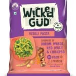 WickedGud 2X Fiber Fusilli Pasta | No Maida | Durum Wheat Semolina | Brown Rice | Red Lentils | Healthy Diet Pasta - 400gm - Fast Shipping to USA & Canada