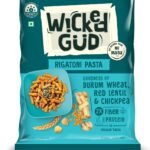WickedGud 2X Fiber Rigatoni Pasta | No Maida | Durum Wheat Semolina | Brown Rice | Red Lentils | Healthy Diet Pasta - 400gm - Fast Shipping to USA & Canada