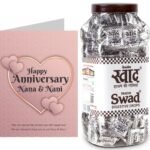 Swad Happy Anniversary Nana & Nani Gift with Card (Swad Digestive Candy 200 Jar & 1 Greeting card) - Fast Shipping to USA & Canada