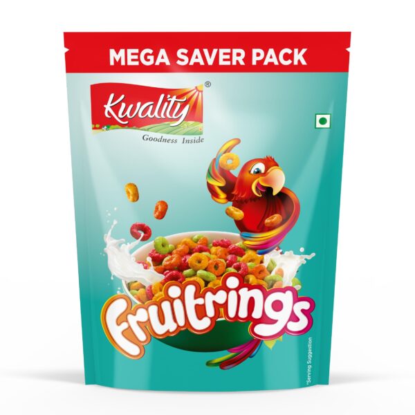 Kwality Fruitrings 100g| Mixed Fruit Flavor-Mango, Strawberry, Orange & Vanilla |Multigrain Breakfast Cereal for Kids | High in Protein & Fiber | Instant Food - Fast Shipping to USA & Canada
