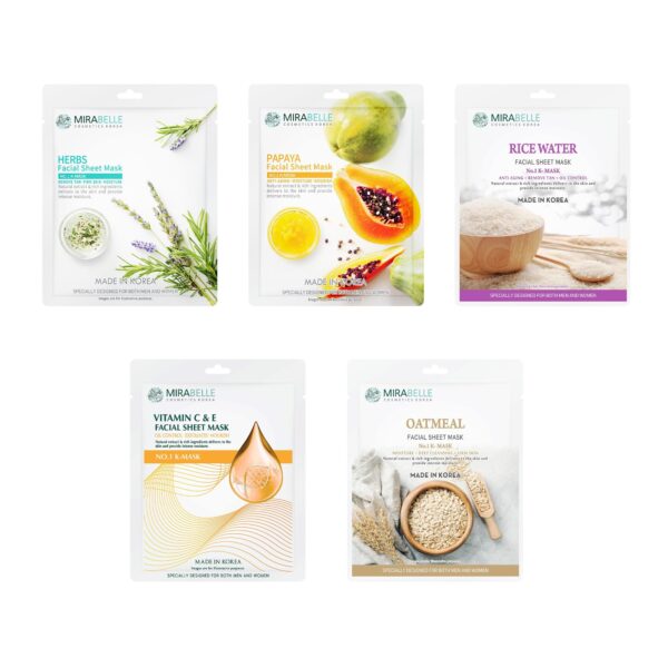 Mirabelle Bright Skin Facial Sheet Mask (Pack of 5) - BCS