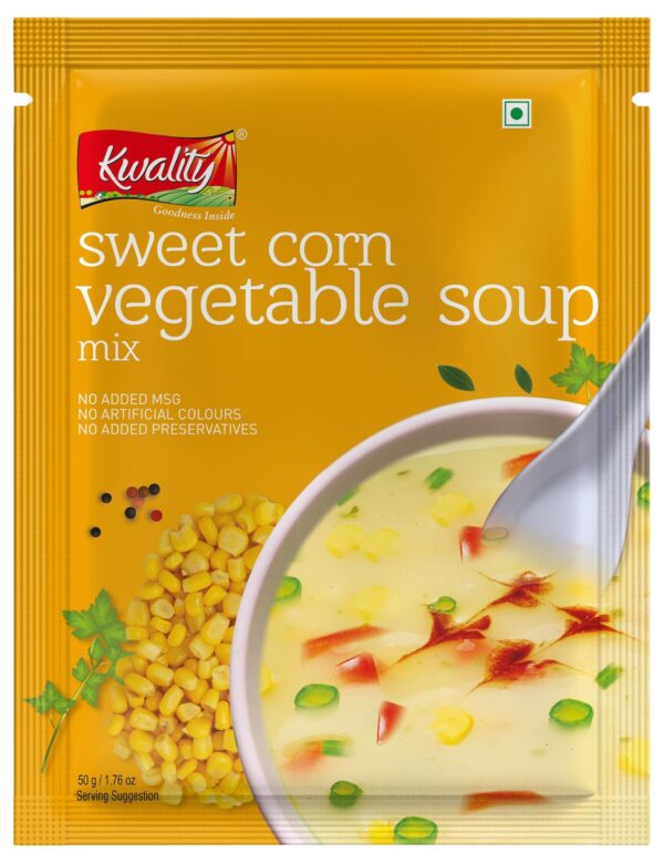 KWALITY Sweet Corn Vegetable Soup Mix with instant natural powder 50g (Pack1) - Fast Shipping to USA & Canada