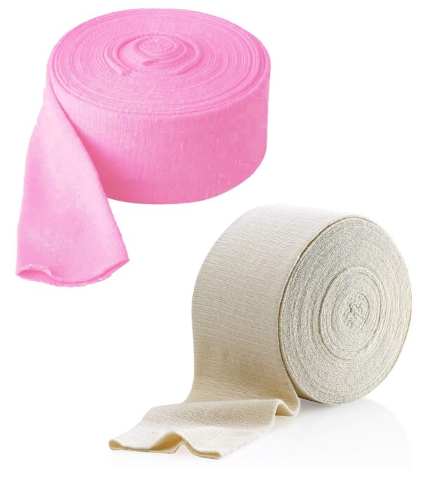 COMFORT ELASTICATED TUBULAR BANDAGE COLOR : WHITE & PINK,Size - 10 cm x 1 m (SIZE-F100 mm) - Fast Shipping to USA