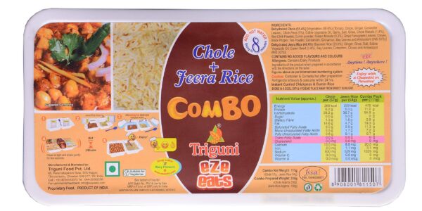 Triguni Eze Eats Chole + Jeera Rice Combo (Pack of 2) - Fast Shipping to USA & Canada