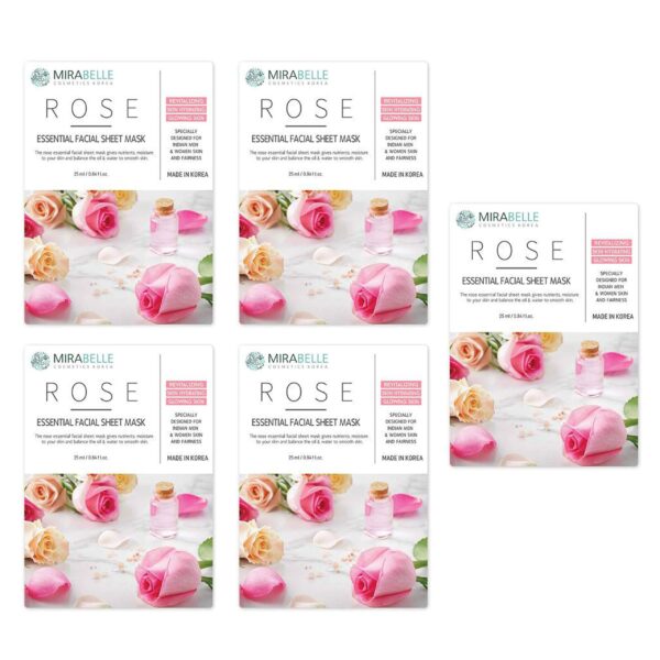Mirabelle Rose Essential Facial Sheet Mask 25ml (Pack of 5) - Fast Shipping to USA & Canada